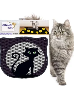 Paws&Whiskers Katzen<Katzenstreumatte in Schwarz/ Grau - (L)50 x (B)40 cm