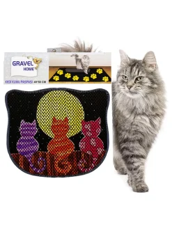 Paws&Whiskers Katzen<Katzenstreumatte in Schwarz/ Bunt - (L)50 x (B)40 cm