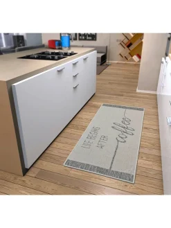 Hanse Home Teppiche & Fußmatten<Küchenläufer "Life Begins After Coffee" in Creme/ Grau