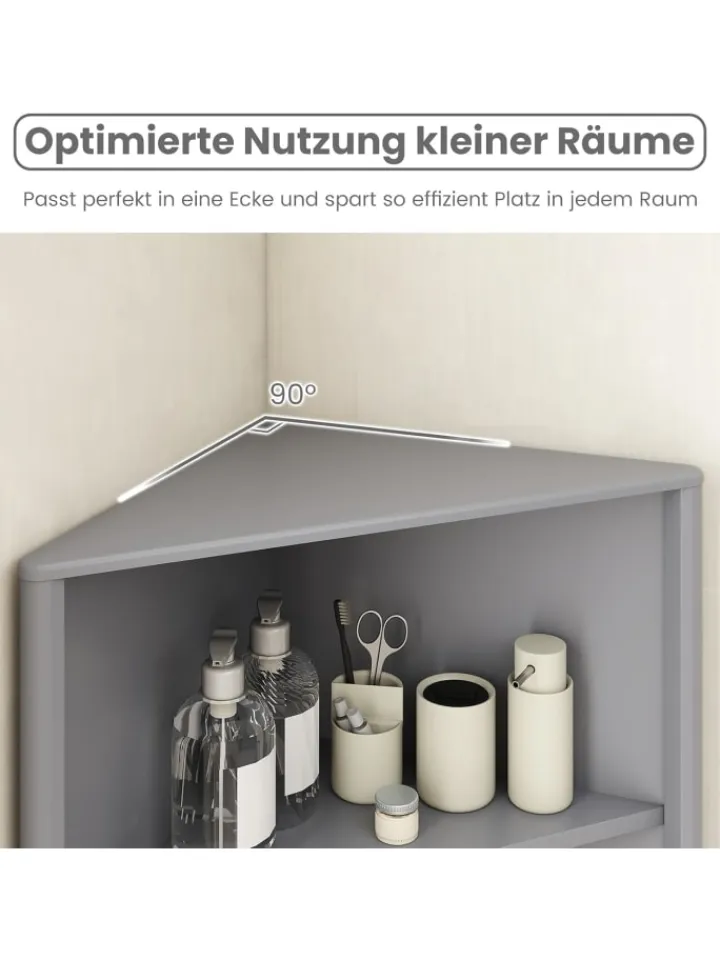 COSTWAY Regale & Schränke<Küchenschrank schmal Eckschrank 172,5 cm hoch in Grau