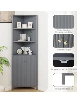COSTWAY Regale & Schränke<Küchenschrank schmal Eckschrank 172,5 cm hoch in Grau
