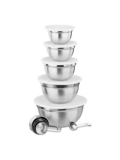 relaxdays Koch- & Backutensilien<Küchen-Set 18 teilig in Silber/Weiß