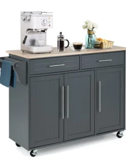 COSTWAY Regale & Schränke<Küchenwagen Buffetschrank in Grau