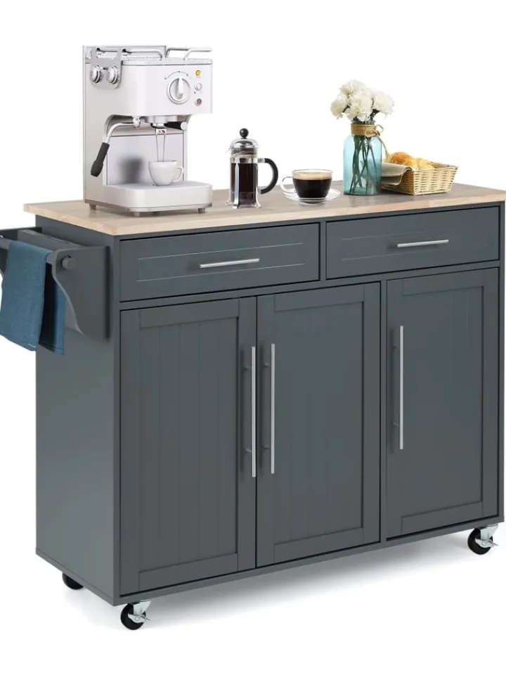 COSTWAY Regale & Schränke<Küchenwagen Buffetschrank in Grau