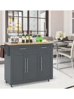 COSTWAY Regale & Schränke<Küchenwagen Buffetschrank in Grau