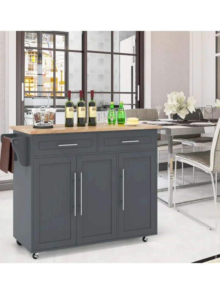 COSTWAY Regale & Schränke<Küchenwagen Buffetschrank in Grau