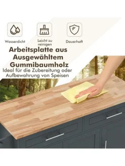 COSTWAY Regale & Schränke<Küchenwagen Buffetschrank in Grau