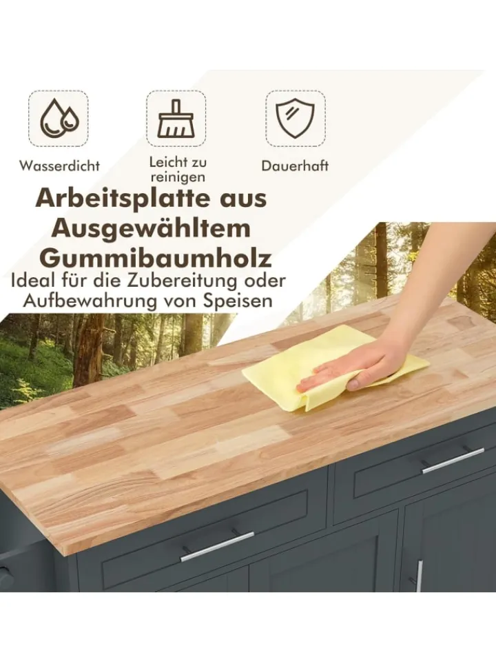 COSTWAY Regale & Schränke<Küchenwagen Buffetschrank in Grau