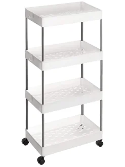 Songmics Regale & Schränke<Küchenwagen in Weiß/ Silber - (B)40 x (H)88 x (T)22 cm