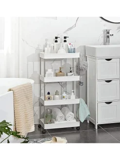 Songmics Regale & Schränke<Küchenwagen in Weiß/ Silber - (B)40 x (H)88 x (T)22 cm