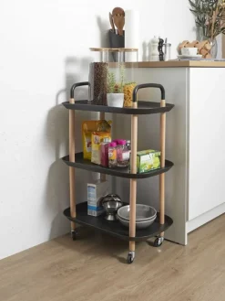 THE HOME DECO FACTORY Küchenelektronik<Küchenwagen ''Kaleo'' in Schwarz/ Hellbraun - (B)56 x (H)81 x (T)35,5 cm