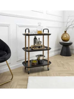 THE HOME DECO FACTORY Küchenelektronik<Küchenwagen ''Kaleo'' in Schwarz/ Hellbraun - (B)56 x (H)81 x (T)35,5 cm