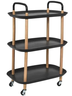 THE HOME DECO FACTORY Küchenelektronik<Küchenwagen ''Kaleo'' in Schwarz/ Hellbraun - (B)56 x (H)81 x (T)35,5 cm