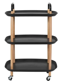THE HOME DECO FACTORY Küchenelektronik<Küchenwagen ''Kaleo'' in Schwarz/ Hellbraun - (B)56 x (H)81 x (T)35,5 cm