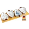 Intirilife Dekoschalen<Keramik Dip-Schalen Set mit Holz-Tablett in Blau - Weiß