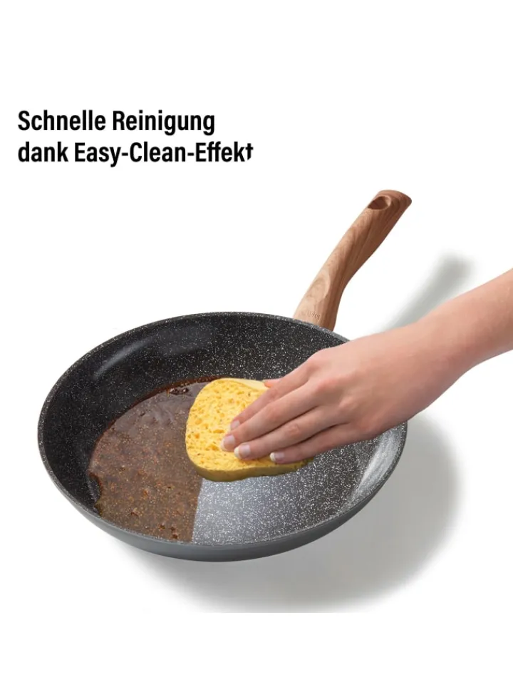 Stoneline Kochgeschirr<Keramik Kochgeschirr-Set 14-teilig | mit Deckeln in Holzoptik