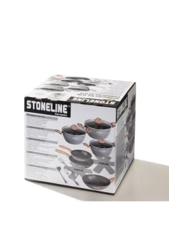 Stoneline Kochgeschirr<Keramik Kochgeschirr-Set 14-teilig | mit Deckeln in Holzoptik