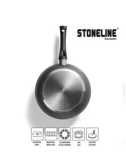 Stoneline Kochgeschirr<Keramik Kochgeschirr-Set 16-teilig 18/20/24/28 | mit Deckeln in Anthrazit
