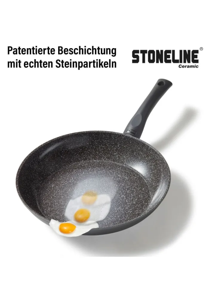 Stoneline Kochgeschirr<Keramik Kochgeschirr-Set 16-teilig 18/20/24/28 | mit Deckeln in Anthrazit