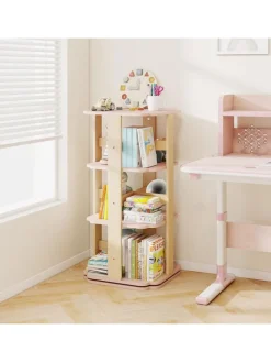 COSTWAY Kindermöbel<Kinder Bücherregal 360° drehbar in Rosa