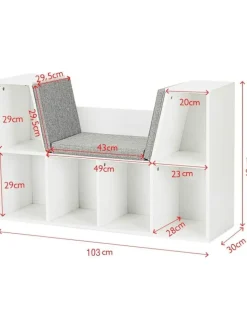 COSTWAY Kindermöbel|Regale & Schränke<Kinder Bücherregal 103x30x63cm in Weiß