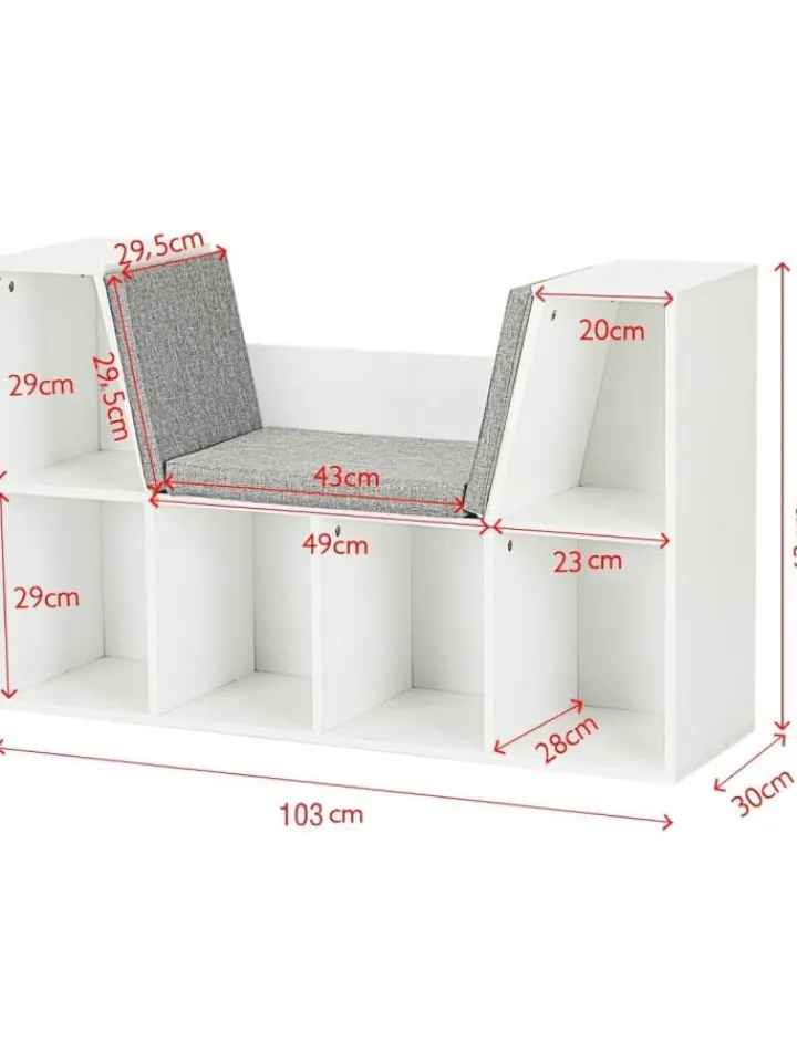 COSTWAY Kindermöbel|Regale & Schränke<Kinder Bücherregal 103x30x63cm in Weiß