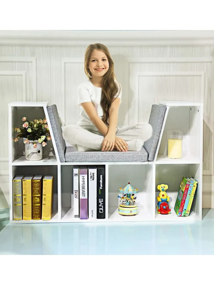 COSTWAY Kindermöbel|Regale & Schränke<Kinder Bücherregal 103x30x63cm in Weiß
