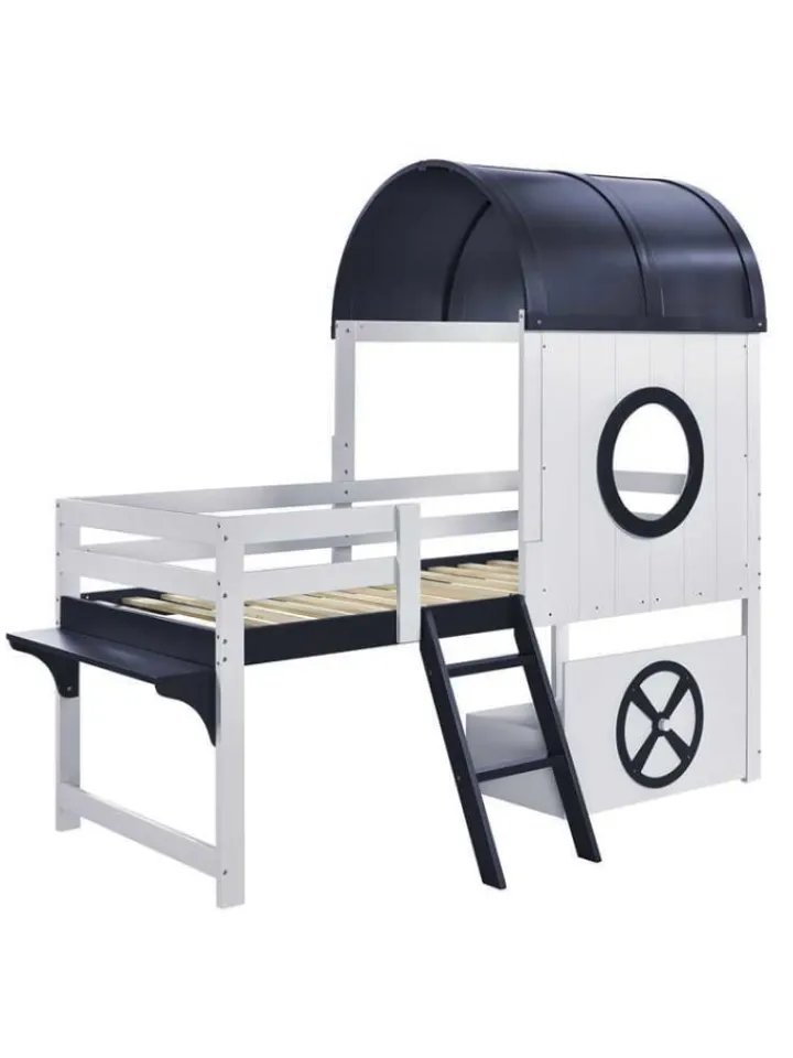 ABRIHOME Betten & Matratzen<Kinderbett mit Rollenschublade und zweistufiger Schrägleiter, 90x200cm