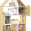 COSTWAY Kindermöbel|Regale & Schränke<Kinderregal in Hausform in Hellbraun