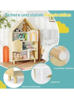 COSTWAY Kindermöbel|Regale & Schränke<Kinderregal in Hausform in Hellbraun
