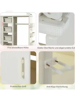 COSTWAY Kindermöbel|Regale & Schränke<Kinderregal in Hausform mit Kleiderstange in Weiß