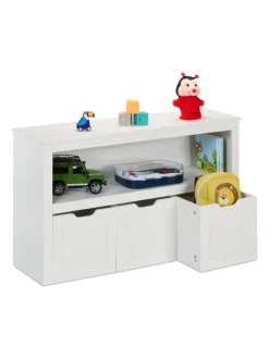 relaxdays Kindermöbel|Regale & Schränke<Kinderregal in Weiß - (B)102 x (H)60 x (T)30 cm
