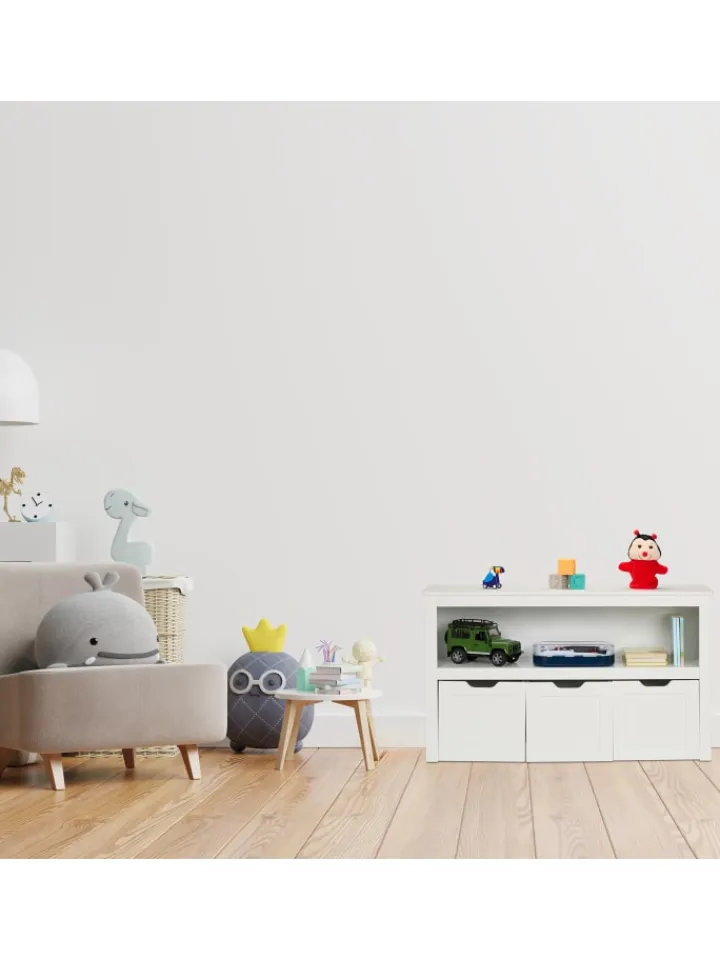 relaxdays Kindermöbel|Regale & Schränke<Kinderregal in Weiß - (B)102 x (H)60 x (T)30 cm