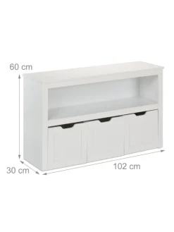 relaxdays Kindermöbel|Regale & Schränke<Kinderregal in Weiß - (B)102 x (H)60 x (T)30 cm
