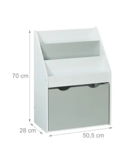relaxdays Kindermöbel<Kinderregal in Weiß/ Grau - (B)50,5 x (H)70 x (T)28 cm
