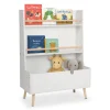 relaxdays Kindermöbel<Kinderregal in Weiß/ Natur - (B) 68 x (H) 94 x (T) 32 cm