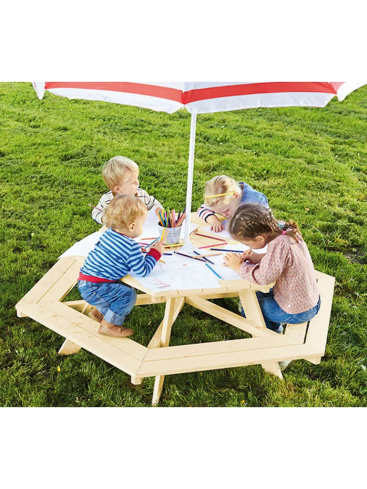 Pinolino Sitzmöbel<Kindersitzgarnitur "Nicki 6-Eck" in Natur - (L)162 x (B)162 x (H)50 cm