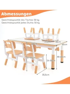 COSTWAY Möbel-Sets<Kindersitzgruppe 5 tlg. ab 18 Monaten in Hellbraun