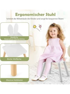 COSTWAY Kindermöbel<Kindertisch mit 2 Stühlen in Weiß