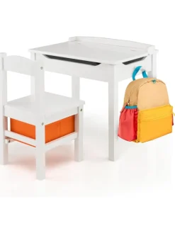 COSTWAY Möbel-Sets<Kindertisch mit Stuhl in Weiß