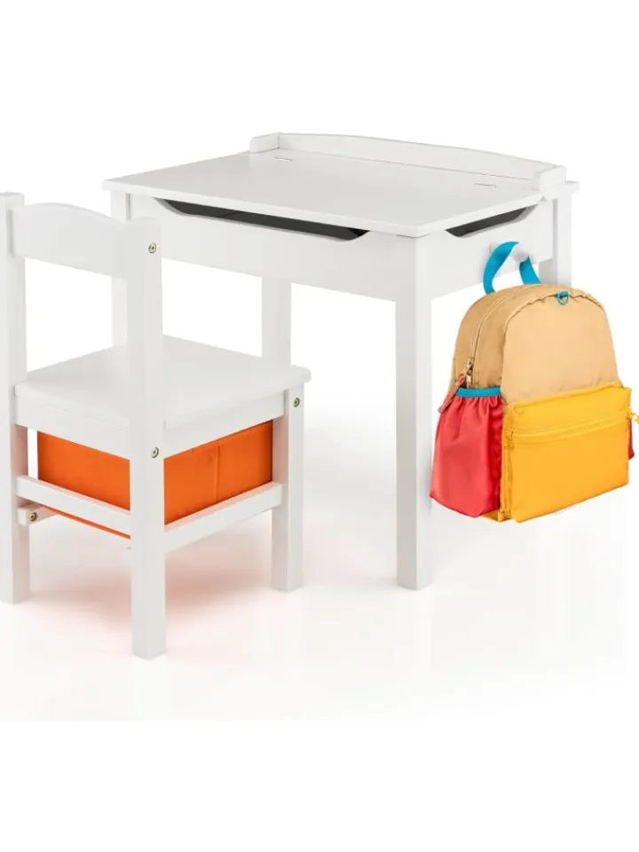 COSTWAY Möbel-Sets<Kindertisch mit Stuhl in Weiß