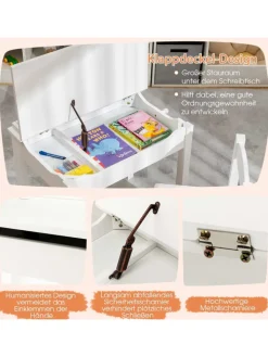 COSTWAY Möbel-Sets<Kindertisch mit Stuhl in Weiß