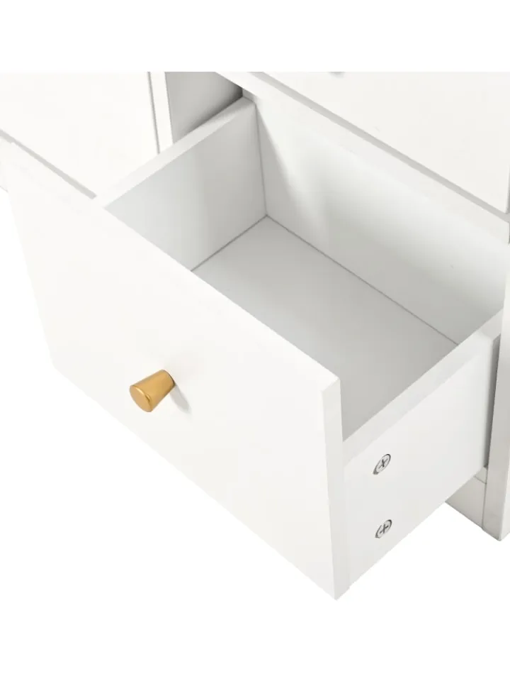 ABRIHOME Garderoben<Kipp-Schuhschrank in Weiß mit 3 Klappschubladen und Sitzbank 119x24x122 cm