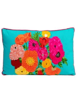 Kare Kissen & Kissenhüllen<Kissen "Fiorista" in Türkis/ Bunt - (L)60 x (B)40 cm