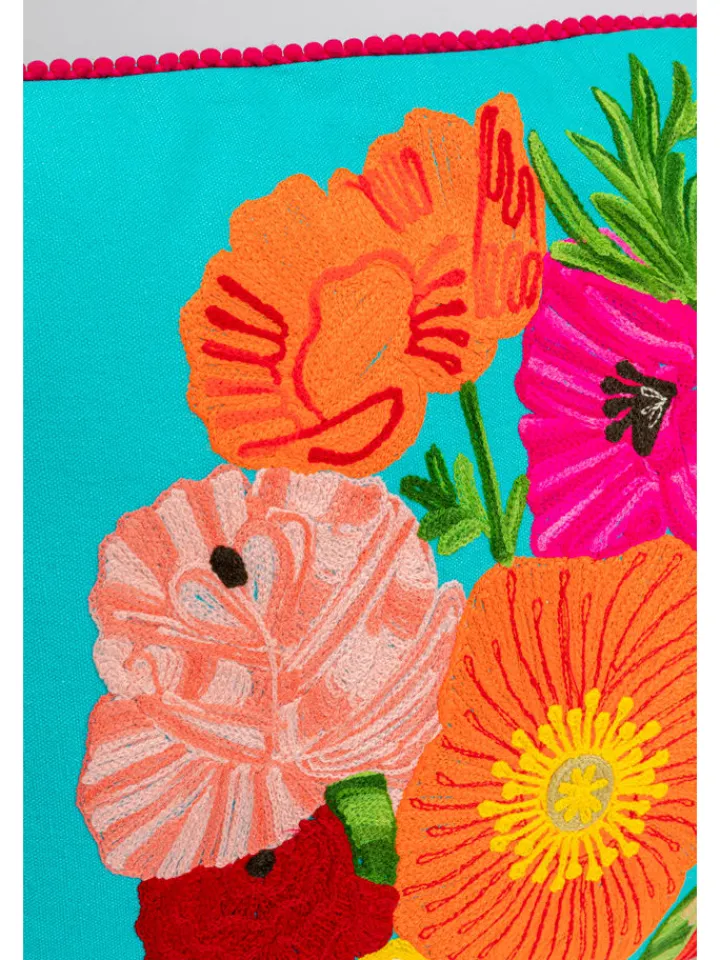Kare Kissen & Kissenhüllen<Kissen "Fiorista" in Türkis/ Bunt - (L)60 x (B)40 cm