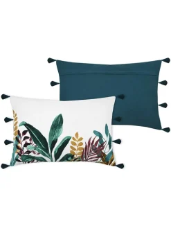 STOF France Kissen & Kissenhüllen<Kissen "Uniola" in Weiß/ Dunkelblau - (L)40 x (B)60 cm