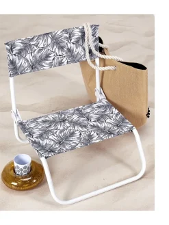 Garden Spirit Gartenmöbel<Klappstuhl "Chaise" in Schwarz/ Weiß - (B)52 x (H)37 x (T)50,5 cm