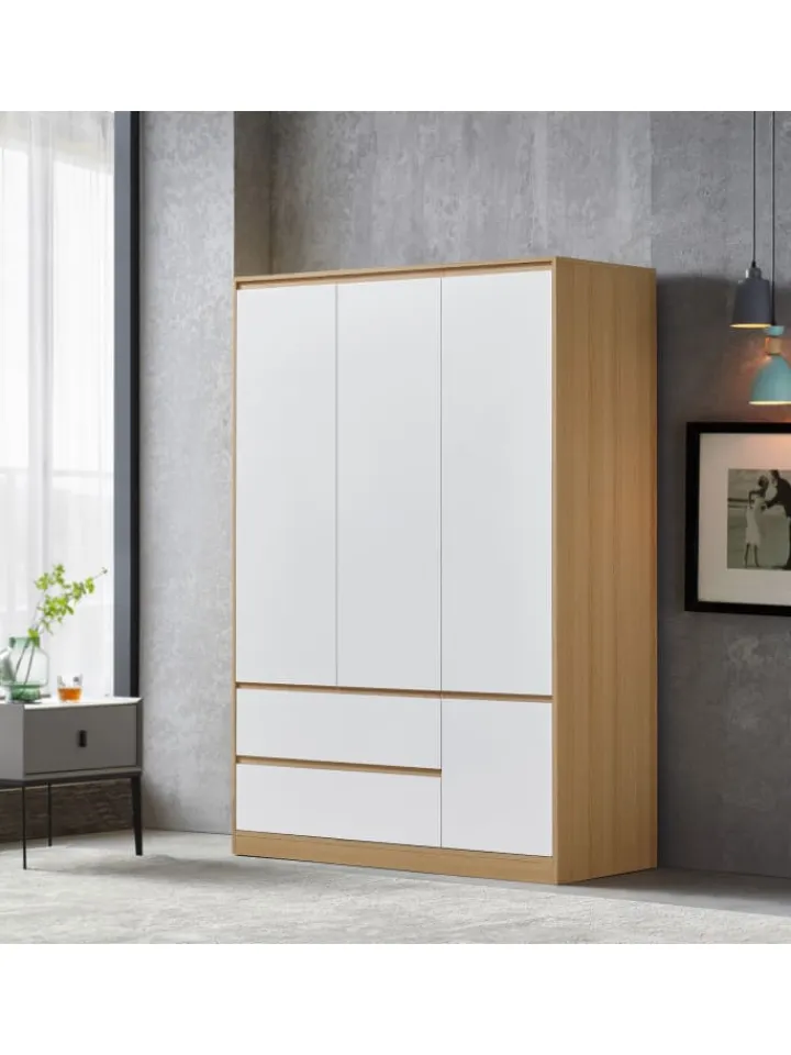 en.casa Regale & Schränke<Kleiderschrank Bastheim in Weiß (B)120cm (G)109.2cm