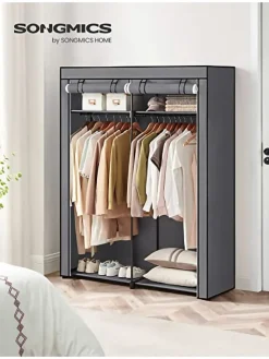 SONGMICS Regale & Schränke<Kleiderschrank in Grau - (B)140 x (H)174 x (T)43 cm