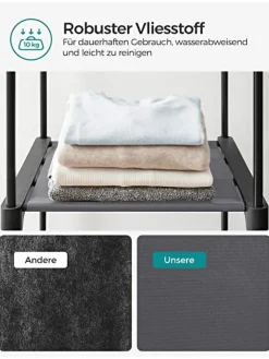 SONGMICS Regale & Schränke<Kleiderschrank in Grau - (B)140 x (H)174 x (T)43 cm